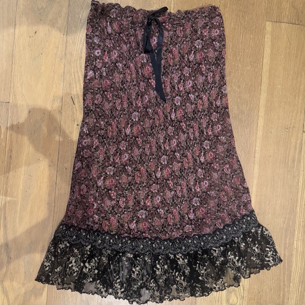 Ann Ferriday VTG Lace And Viscose Bias Skirt O/S